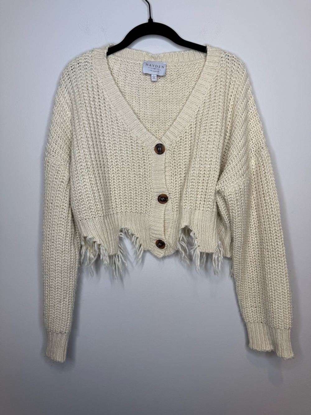 Hayden Los Angeles cream crochet crop sweater - Picture 2 of 7